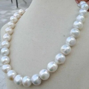 Gorgeous 12-13mm South Sea Baroque White Pearl Necklace 18inch 14k Gold P CLASP - Picture 1 of 6
