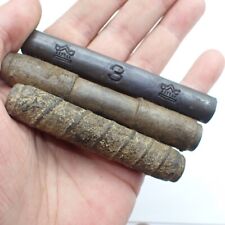 trio heavy metal amulet beads Buddhist Thai tribal Asian trade rare collection
