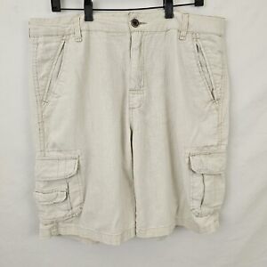 Paradise Collection Men's Linen Blend Cargo Shorts Beige Size 36 EUC