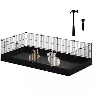 EUGAD Freigehege Kaninchen Freilaufgehege Tür Kleintierkäfig Metall 140x37x71 cm - Bild 1 von 12