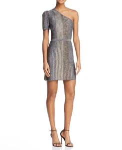 Parker Metallic Sparkle One Shoulder Mini Dress Size S, NEW NWT, Retail $298 - Picture 1 of 14