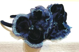 NEW Isobella & Chloe Navy Holiday Christmas Girls Headband Tulle Velvet Last 1 - Picture 1 of 2