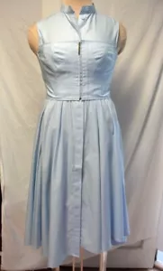 JASON WU Powder Blue Cotton Midi Mock Corset Dress-USA Made-6-Asymmetrical Hem - Picture 1 of 16