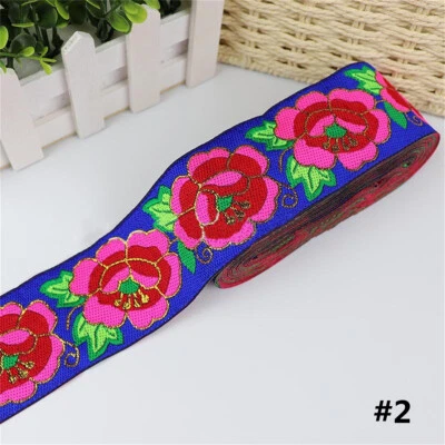 7 Yards Vintage Floral Embroidered Jacquard Ribbon Trim braid Lace Fringe Craft - Image 1 of 4