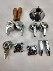 Lot Fauct Handles Vintage Plumbing Hot & Cold Water Chrome Kitchen Bath 12 Pcs - Picture 1 of 10