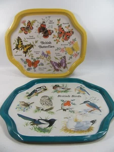 Vintage ( British Birds & British butterflies ) Tin Tray's 32.5cm x 27cm. - Picture 1 of 7