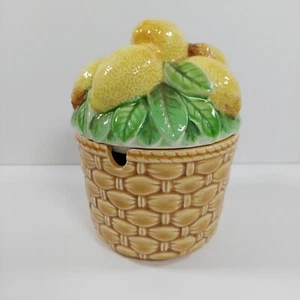 Vintage Josef Originals Lemon Basket Sugar or Jam Jelly Jar - Picture 1 of 13