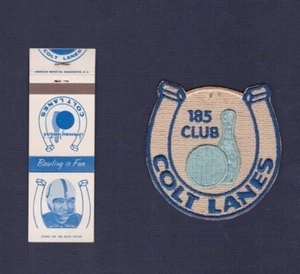 VERY RARE JOHNNY UNITAS COLT LANES BOWLING PATCH MATCHBOOK COVER BALTIMORE COLTS - Picture 1 of 1