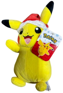 Pokemon Santa Hat Pikachu Holiday Plush Toy Christmas, Soft Cuddly New Dusty - Picture 1 of 3