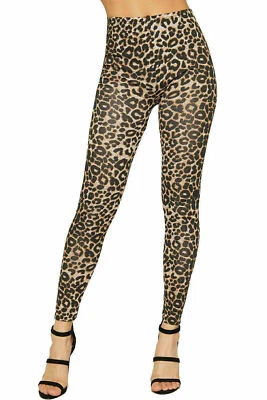 Damas Leopardo Estampado Animal Mujeres Elastizado Largo Completo Leggings Pantalones Foto 1 de 3