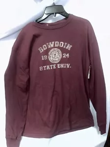 Vintage Symbol Bowdoin Bears Football State University Long Sleeve Shirt Size L - Picture 1 of 4