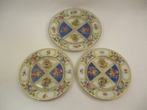 Lot 3 Schumann Plates Royal Dresdener Art Blue Panels Bavaria 9.5" Dinner 8.25" - Picture 1 of 8