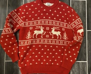 Suéter Vintage Navidad Grandes Copos de Nieve Nórdico Shetland Lana Italia Vacaciones - Imagen 1 de 4