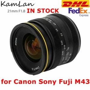 KamLan 21mm F1.8 APS-C MF Wide Angle Lens for Canon EOS-M Sony E Fuji X M4/3 M43 - Picture 1 of 10