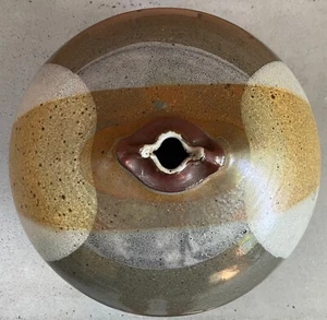 Große Vintage bauchige Steinzeug Studiokeramik Keramik Vase modern signiert 70er - Bild 1 von 11
