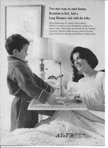 1966 AT&T Little Boy Mom Breakfast in Bed before Church Flower Original Print Ad - Picture 1 of 1