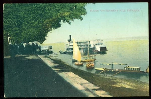 Cartolina antica litografica egiziana governo del Nilo vapore fiume Sudan anni 20-30? - Foto 1 di 2