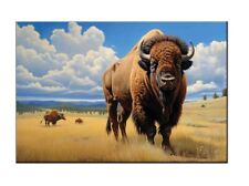 Fun Gift Home Art Wall Decor Bison Buffalo Painting Picture Printed On Canvas