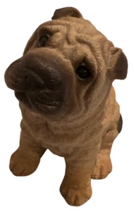 Living Stone Shar Pei Wrinkled Puppy Dog Sitting Figurine - Picture 1 of 4