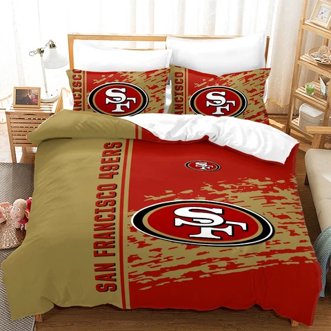 San Francisco 49ers Football Bedding Sets 3 Pieces Soft Quilt Cover Pillowcases Cover