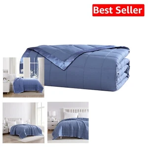 Hypoallergenic Medium Blue Polyester Quilt - Full/Queen Size for All Seasons - Picture 1 of 8