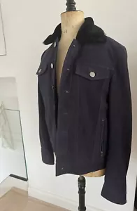Muubaa Suede Jacket Navy Size M - Picture 1 of 13