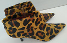 Bronx Fashion Women Leopard Animal Print Leather Mid Kitten Heel Ankle Boots UK4