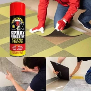 3x 500ml Heavy Duty Spray Adhesive Glue Strong As An Ox for Carpet Tile Fabric - Picture 1 of 6
