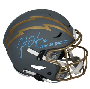Justin Herbert Autographed "OPOY 20" "Bolt Up!" Speedflex Helmet Fanatics LE 25 - Picture 1 of 4