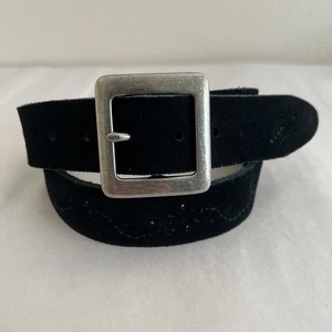 Ame Lynn Belt Womens Large Suede Western Floral Embossed Silver Buckle 44in - Picture 1 of 9
