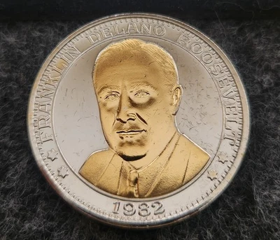 1982 National Historic President Franklin Delano Roosevelt Silver Layered Round - Image 1 of 4