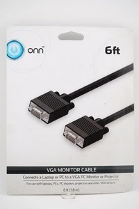 Onn VGA Monitor Cable 6 ft, Black - Picture 1 of 4