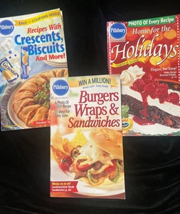 Lot of 3 Pillsbury Cookbooks Holidays 1999,  Crescents, Biscuits, & Burgers Wrap - Picture 1 of 4
