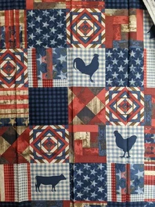 1 yd 45"W Americana Vtg 4TH on the Farm Robert Kaufman Cotton Fabric #16388 - Picture 1 of 10