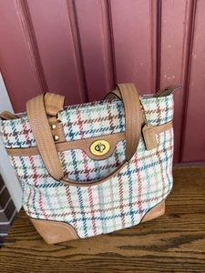 COACH Hampton’s Tattersall 100% Wool Plaid Shoulder Bag - Picture 1 of 9