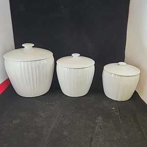Corning Ware French White 3-Piece Canister Set w/Lids Small, Medium, Large - Picture 1 of 17