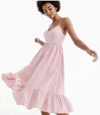 ⭐J.Crew Vestido para Mujer Talla 0 Correas de Espagueti Providence Blanco Rojo H9679 Nuevo Foto 1 de 4