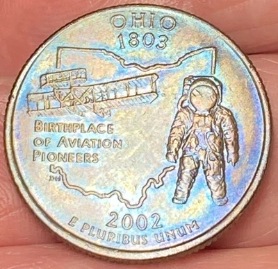 2002-D Ohio State Quarter Beautiful Lustrous Rainbow Toned Coin  #25 - Image 1 of 4