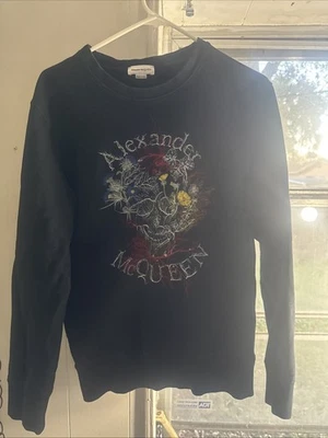 Black Alexandre McQueen Sweater Size M Made In Italy Skull Flower - Image 1 of 4