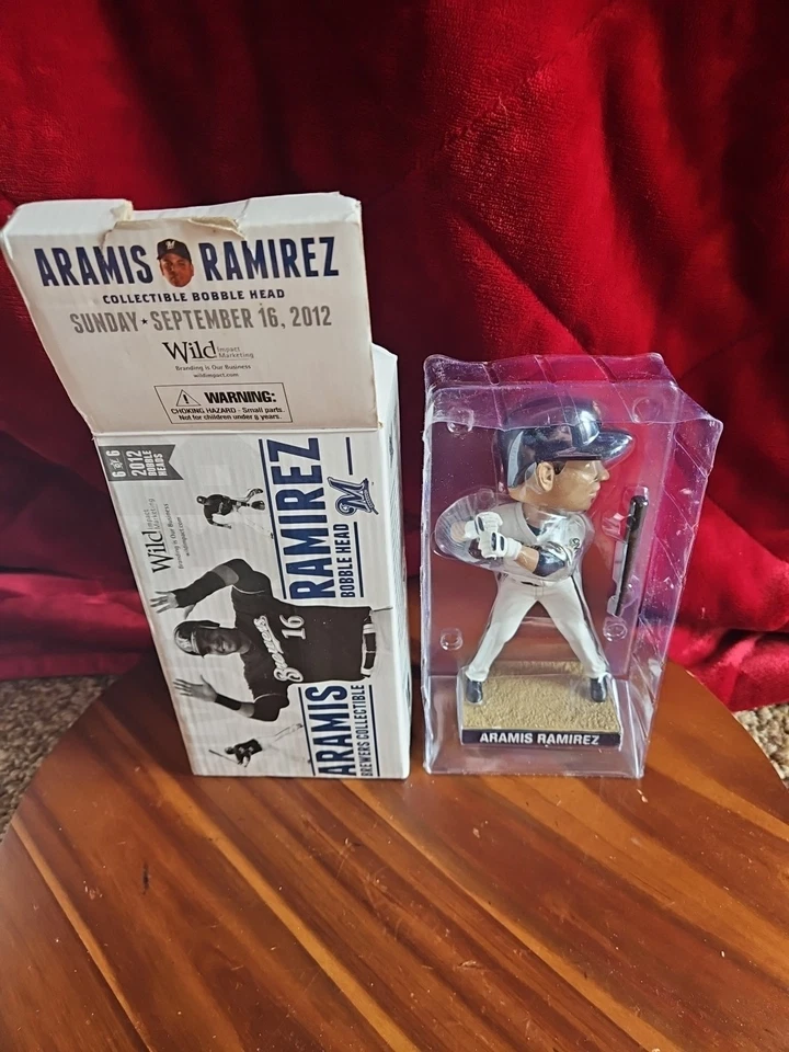 2012 ARAMIS RAMIREZ MILWAUKEE BREWERS SGA BOBBLEHEAD RARE GOLD CERVECEROS JERSEY - Image 1 of 4