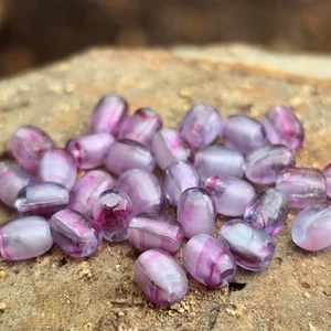 Sweet 5mm Vintage Glass Beads Purple Pink  Porphyr Style Spacers Lot of 30 - Picture 1 of 4