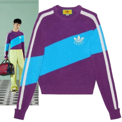 GUCCI MENS PULLOVER ADIDAS X WOOL KNIT TREFOIL LOGO SWEATER TOP XL - Image 1 of 4