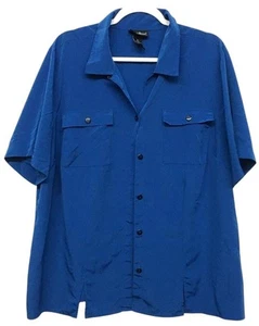 Maggie Barnes Women's Top 1X Blue Polyester Button-Up Shirt - Picture 1 of 6