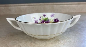 Radfords  Bone China England 2 Handled Violets Soup Bowl - Picture 1 of 6