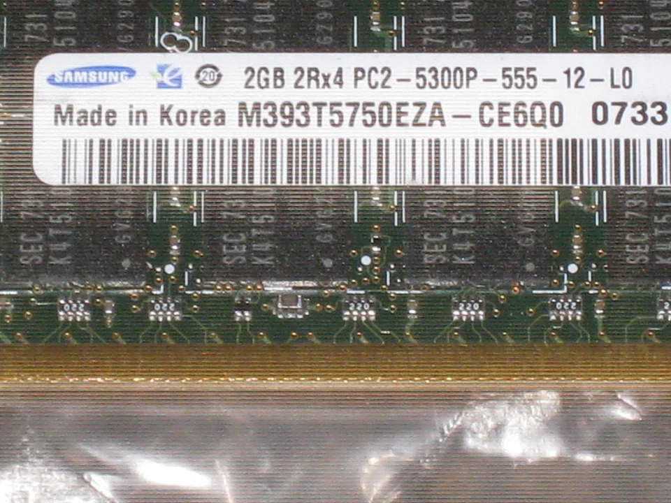  M393T5750EZ4-CE6Q0   2GB 2RX4  PC2-5300F  ECC  REGISTERED  SERVER MEMORY - Image 1 of 1