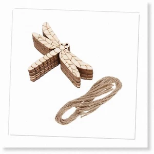Dragonfly Dreams Woodcraft Kit - 50 Unfinished Wooden Ornaments with Rope for DI - Picture 1 of 7