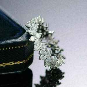 2.00 Ct Round Cut Simulated Diamond Women's Eternity Ring 14K White Gold Finish - Picture 1 of 5