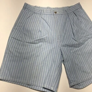 The Man's Shop Lord & Taylor Shorts Mens Sz 34 Blue White Striped Pleated Front - Picture 1 of 12