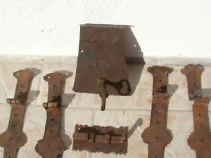 Schlüssel Schloss Beschläge Riegel Schmiedeeisen Gotik Truhenschloss 16Jh Antik - Bild 1 von 11