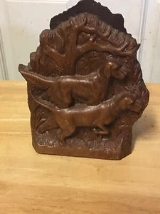 Vintage Syroco Wood Pointer Dog Bookends - Picture 1 of 5